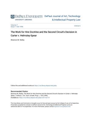 The Work for Hire Doctrine and the Second Circuit's Decision in Carter V