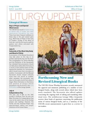 Liturgy Update Archdiocese of New York Vol 8.3 - June 2021 Offce of Liturgy