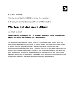 Warten Auf Das Neue Album