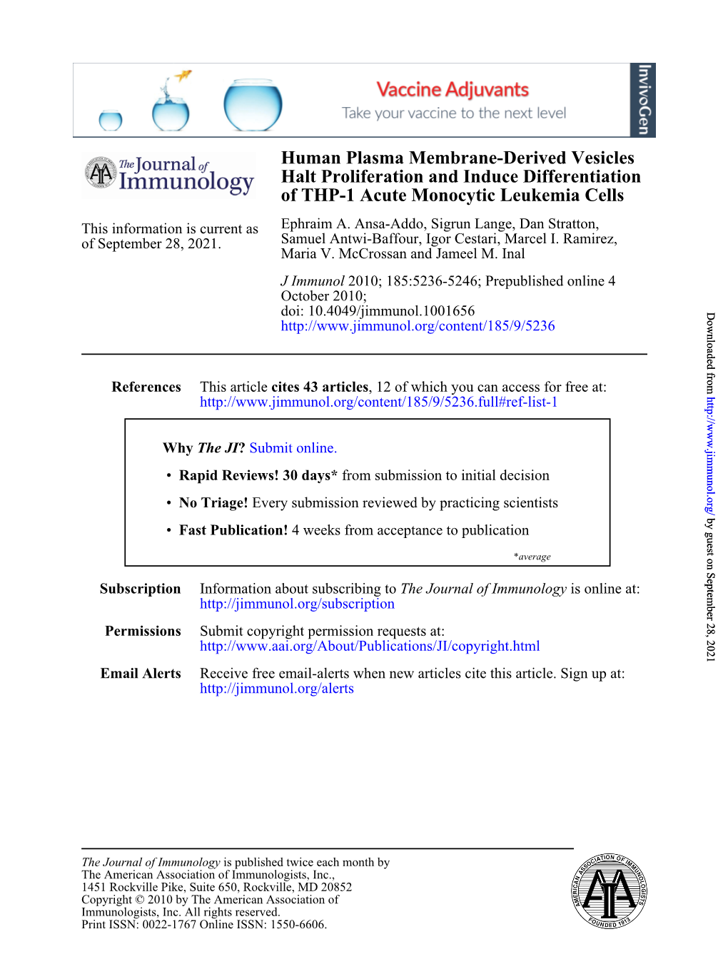 Of THP-1 Acute Monocytic Leukemia Cells Halt Proliferation and Induce