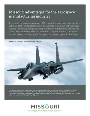 Missouri Advantages for the Aerospace Manufacturing Industry