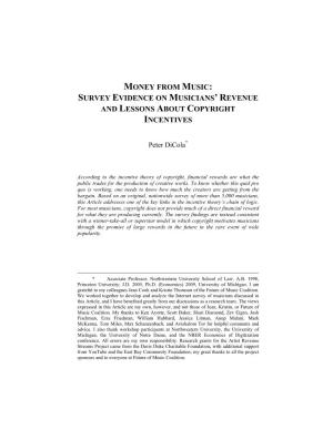 Money from Music: Survey Evidence on Musicians’ Revenue and Lessons About Copyright Incentives