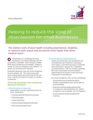 Helping to Reduce the Sting of Absenteeism for Small Businesses