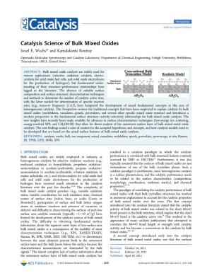 Catalysis Science of Bulk Mixed Oxides Israel E