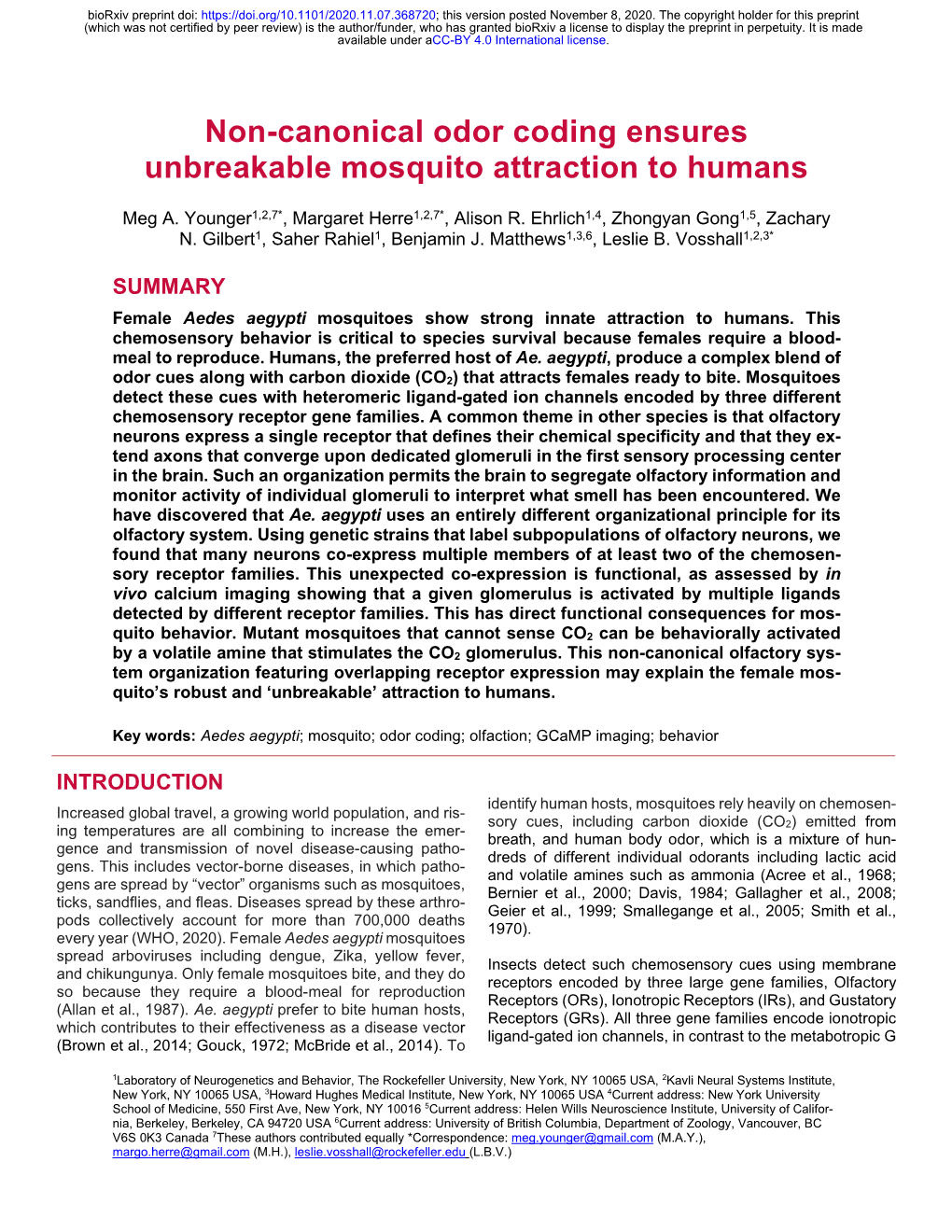 Non-Canonical Odor Coding Ensures Unbreakable Mosquito Attraction to Humans