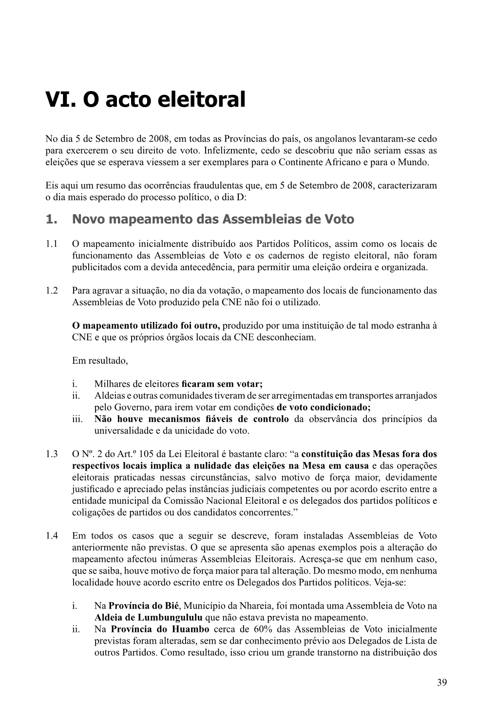 VI. O Acto Eleitoral