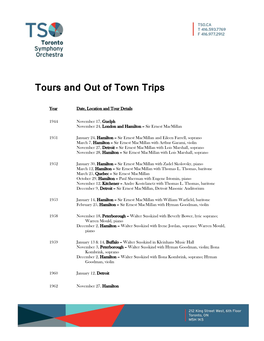 Tours and out of Town Trips