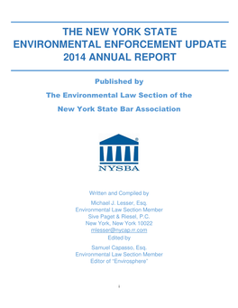 The New York State Environmental Enforcement Update 2014 Annual Report