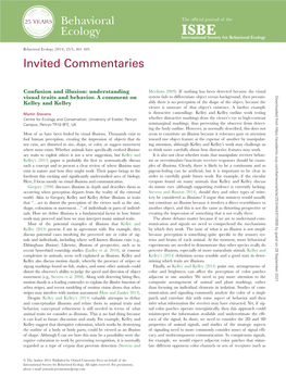 Behavioral Ecology Invited Commentaries