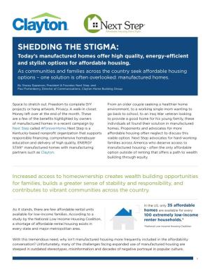 Shedding the Stigma: the Value of Manufactured Homes