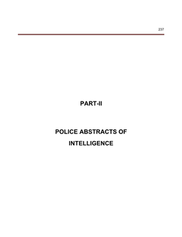 Part-Ii Police Abstracts of Intelligence