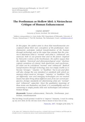 The Posthuman As Hollow Idol: a Nietzschean Critique of Human Enhancement
