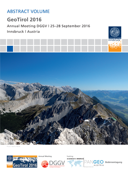 ABSTRACT VOLUME Geotirol 2016 Annual Meeting DGGV | 25–28 September 2016 Innsbruck | Austria