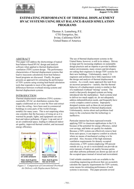 Estimating Performance of Thermal Displacement Hvac Systems Using Heat Balance-Based Simulation Programs