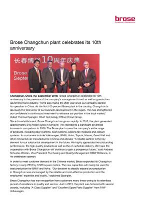 Brose Changchun Plant Celebrates Its 10Th Anniversary