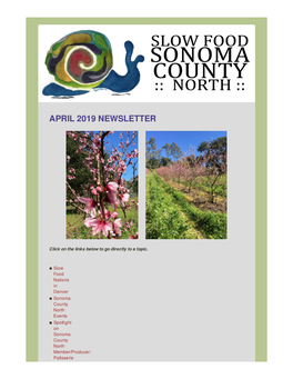 Sonoma County North Newsletter, April 2019