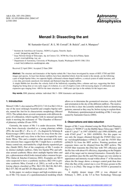 Menzel 3: Dissecting the Ant