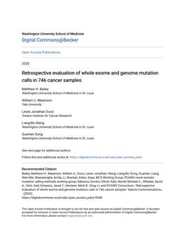 Retrospective Evaluation of Whole Exome and Genome Mutation Calls in 746 Cancer Samples