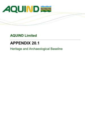 APPENDIX 20.1 Heritage and Archaeological Baseline