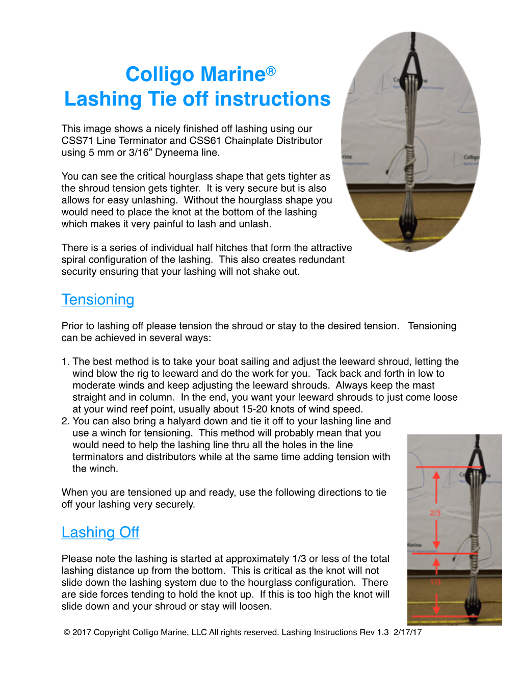 Colligo Marine® Lashing Tie Off Instructions