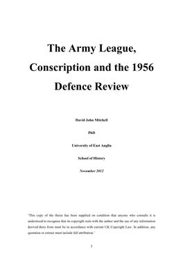 The Army League, Conscription and the 1956 Defence Review