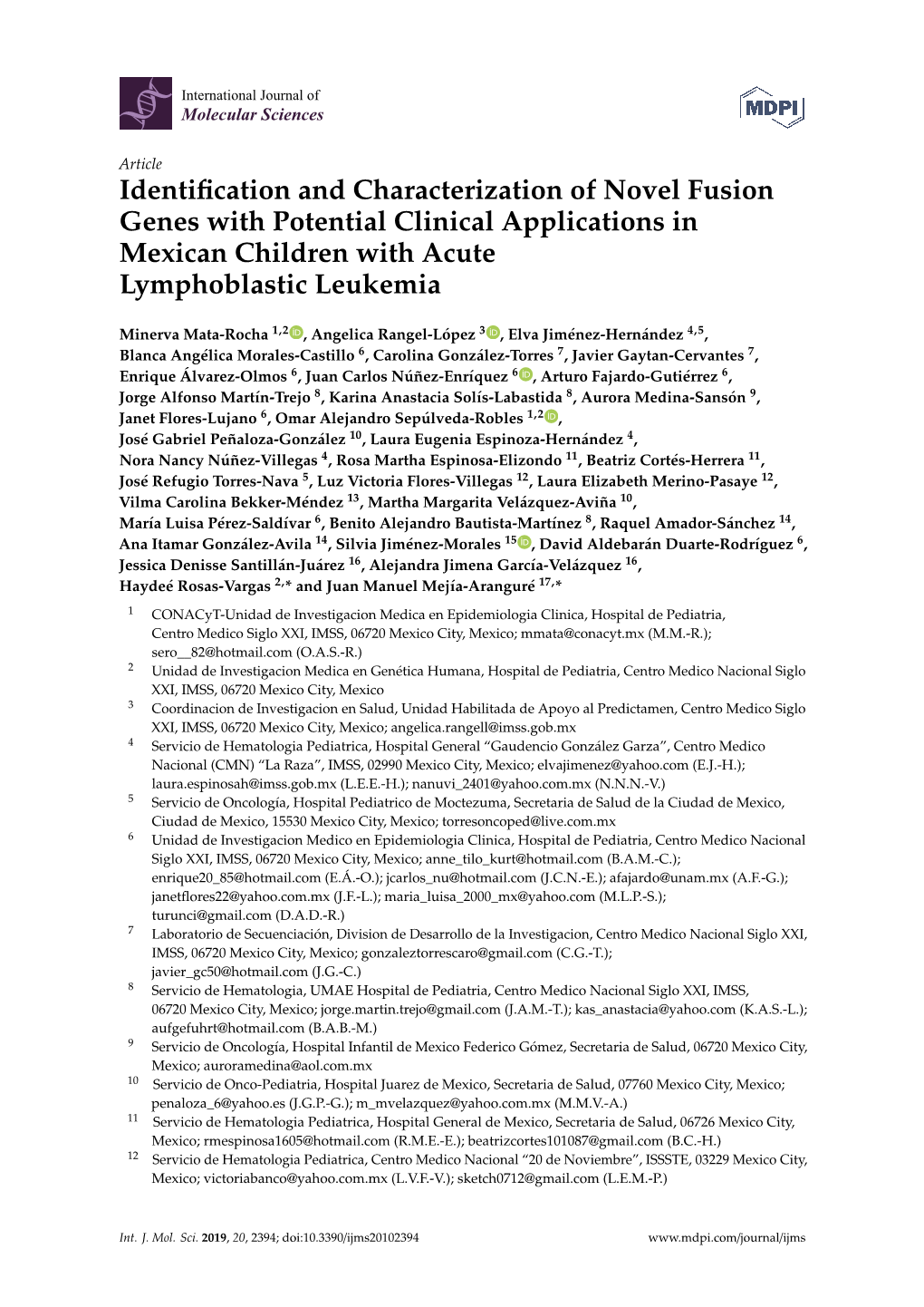 Identification and Characterization of Novel Fusion Genes with Potential