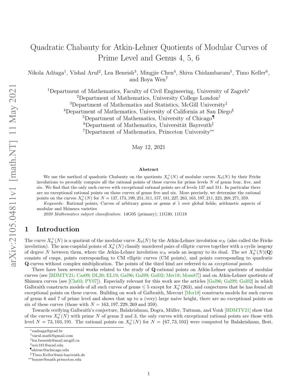 Quadratic Chabauty for Atkin-Lehner Quotients of Modular Curves