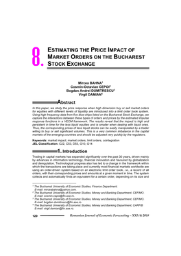 Estimating the Price Impact of Market Orders on the Bucharest 8