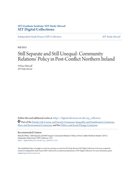 Community Relations' Policy in Post-Conflict Northern Ireland