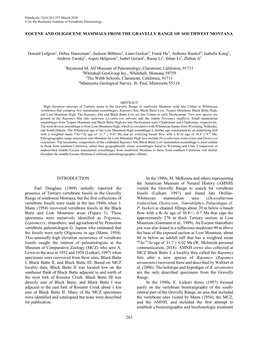 263 Eocene and Oligocene Mammals from the Gravelly