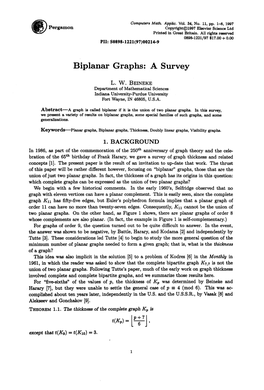 Biplanar Graphs: a Survey