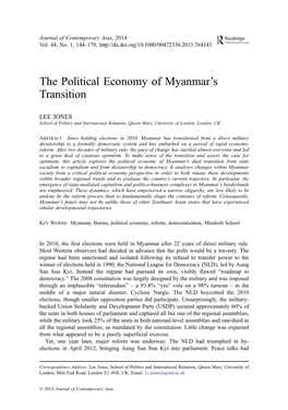 The Political Economy of Myanmar's Transition
