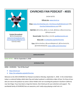 Chvrches Fan Podcast - #035