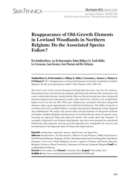 Reappearance of Old-Growth Elements in Lowland Woodlands in Northern Belgium: Do the Associated Species Follow?