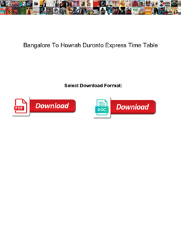 Bangalore to Howrah Duronto Express Time Table