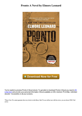 Pronto a Novel by Elmore Leonard