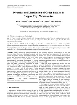 Diversity and Distribution of Order Fabales in Nagpur City, Maharashtra