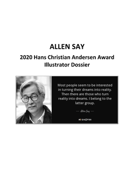 ALLEN SAY 2020 Hans Christian Andersen Award Illustrator Dossier