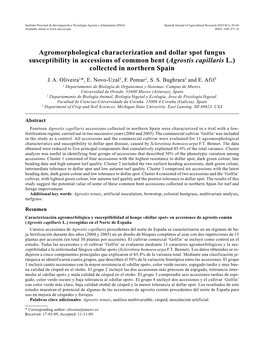 Agrostis Capillaris L.) Collected in Northern Spain J