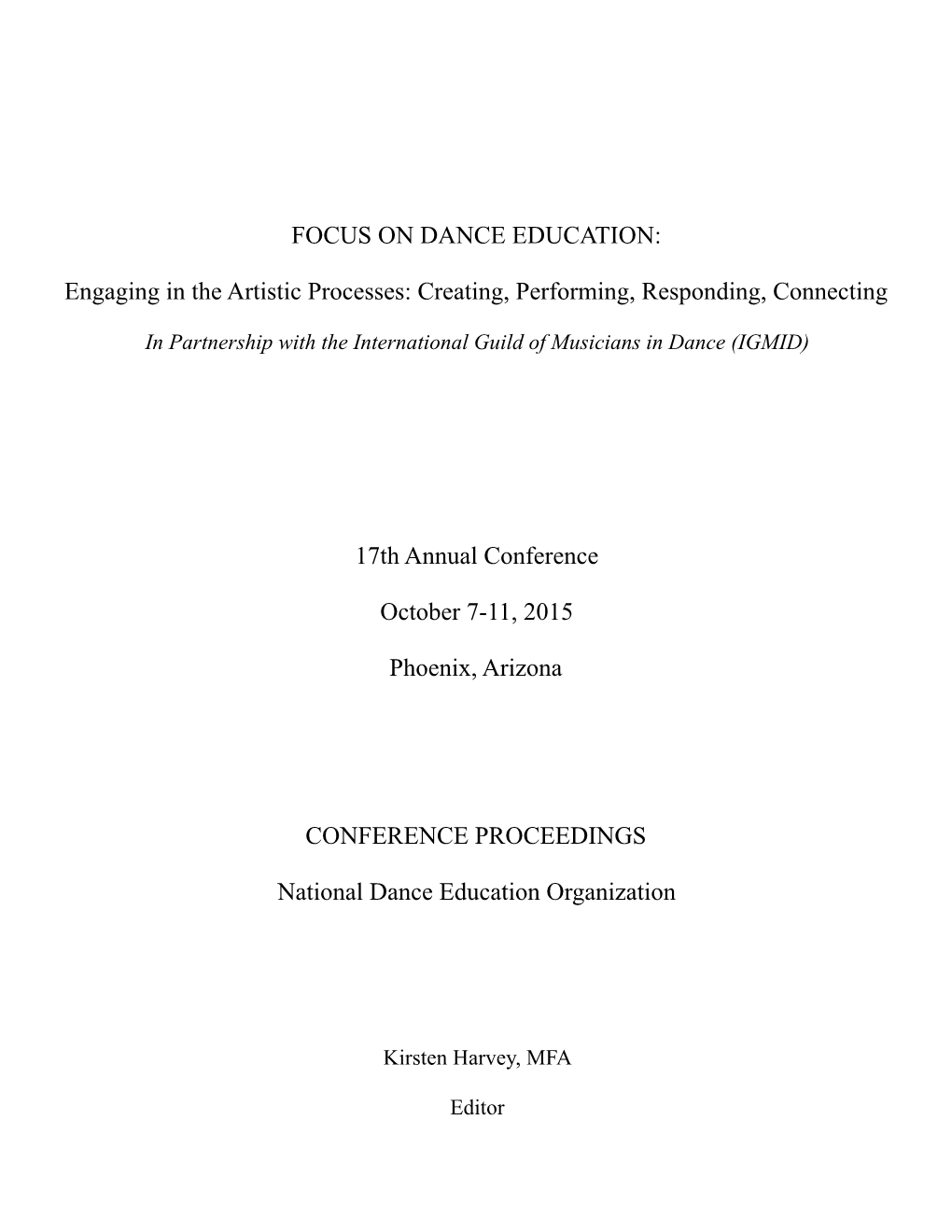 Focus on Dance Education