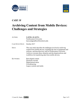 Archiving Content from Mobile Devices: Challenges and Strategies
