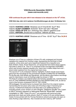 VOD-Records Newsletter 09/2010 (