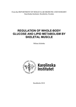 Regulation of Whole-Body Glucose and Lipid Metabolism by Skeletal Muscle