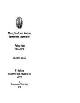 Micro, Small and Medium Enterprises Department Policy Note 2015