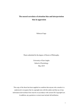 The Neural Correlates of Attention Bias and Interpretation Bias in Aggression