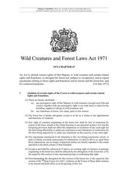 Wild Creatures and Forest Laws Act 1971