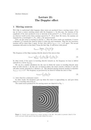 Lecture 21: the Doppler Effect