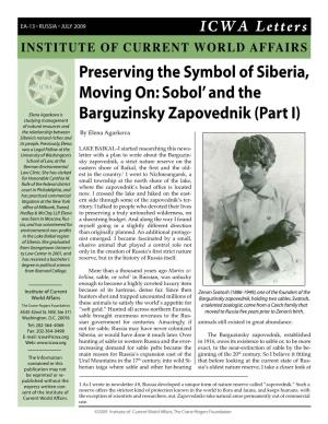 Preserving the Symbol of Siberia, Moving On: Sobol' and The