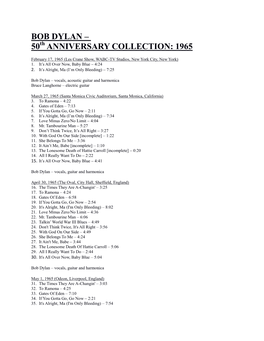 Bob Dylan – 50 Anniversary Collection: 1965