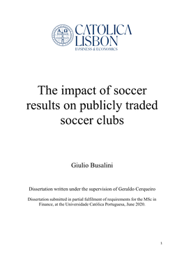 The Impact of Soccer Results on Publicly Traded Soccer Clubs